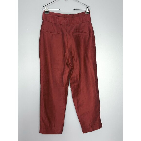 H&M Conscious Pants Womens 8 Belted Trousers High Rise Straight Leg Tencel Chic - Picture 5 of 14